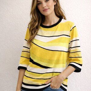 St. John  Womens Stripe Sweater Round Neck Size M